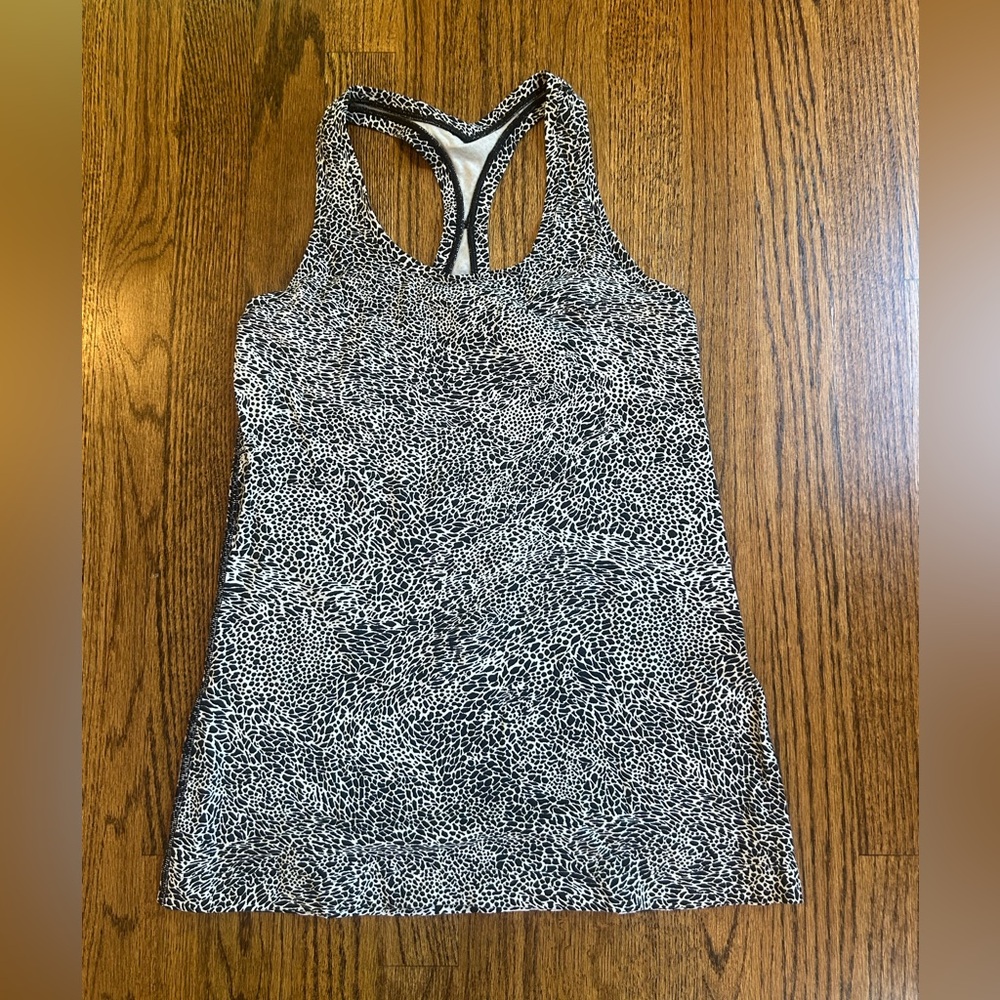 Lululemon athletica Cool Racerback Tank Top in a black and white leopard print